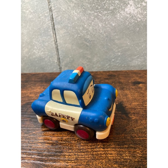 Vintage Battat Police Car Toy Blue White Safety Squeezable Vehicle H57700-03 - Picture 2 of 4